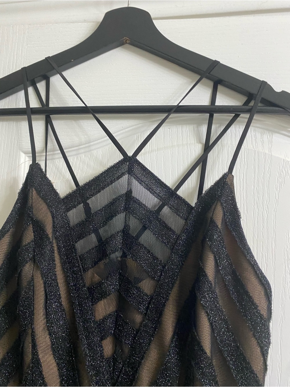 BCBGMAXAZRIA Metallic BlackTulle Chevron High-Low Evening Fairy Dress Elegant 0 - Picture 10 of 16